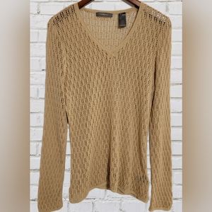 Liz Claiborne Tan long-sleeved Top Size Large